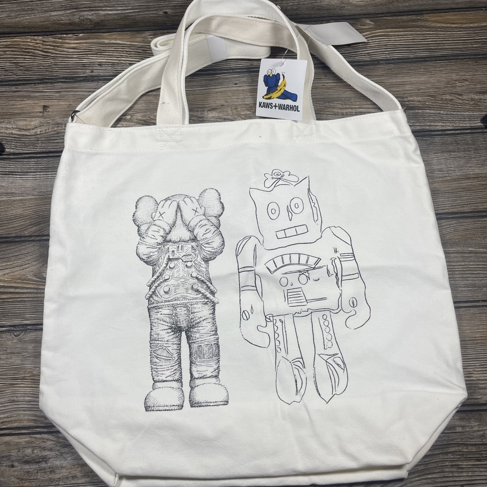 Uniqlo Kaws‎ X Andy Warhol Tote Bag Brand New Unisex 100% Cotton Off White Color